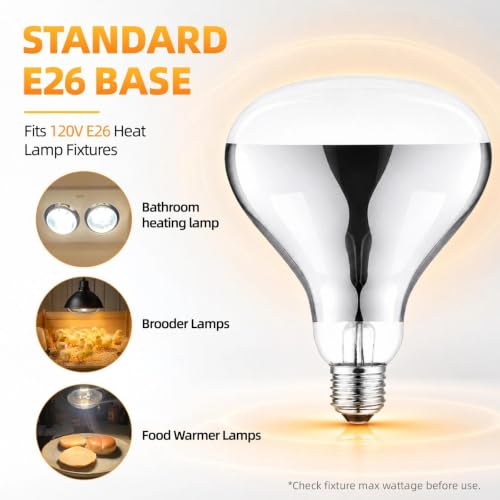 250W Clear Heat Lamp Bulbs (White / 2 Pack)