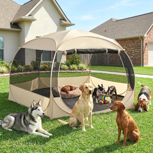 XXLarge Popup Portable Dog Houses (Beige)
