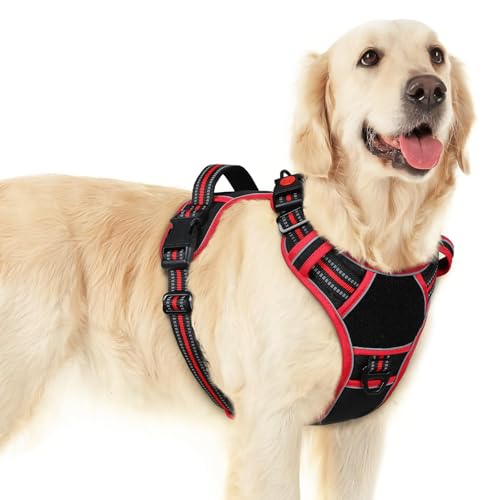Dog Harness No Pull for Large Dogs (Large / Black & Red)