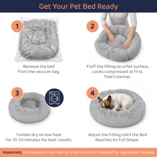 Calming Donut Dog Bed for Small Dogs (Bright Grey / Large (36"L x 36"W x 10"Th))