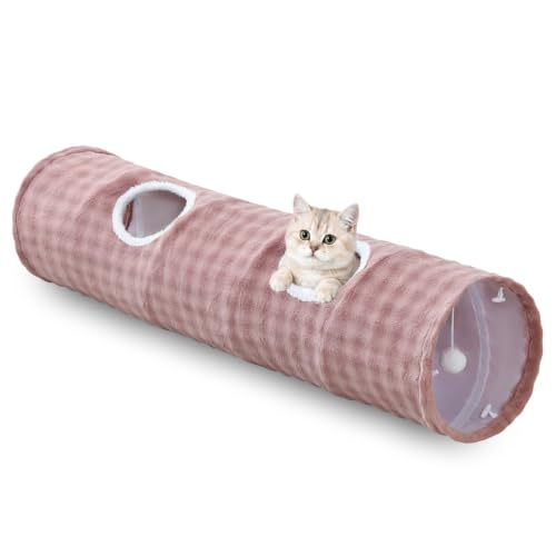 Straight Bubble Cat Tunnel for Indoor Cats 47"x12" (Dusty Pink / Straight)