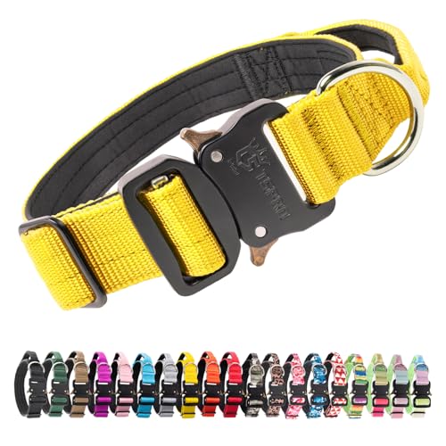Tactical Dog Collar (Basic Yellow - Handle Style / M: Neck 14.5" to 18")