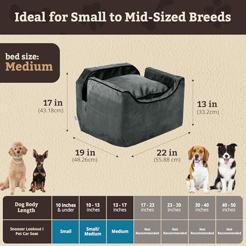 Dog Car Seat for Dogs up to 25lbs (Anthracite with Black / Medium)