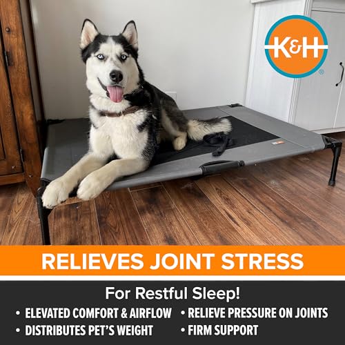 K&H Outdoor Elevated Dog Bed (Gray/Black Mesh / X-Large 50"L x 32"W)