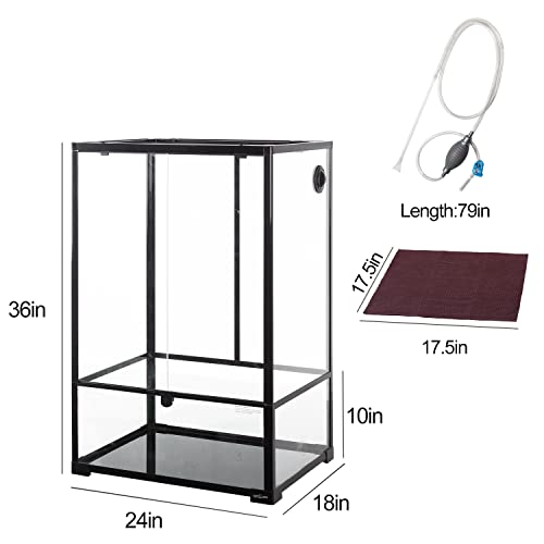 REPTIZOO 67 Gallon Large Reptile Terrarium 24"x18"x 36" Glass Paludarium Tank (24"x18"x 36")