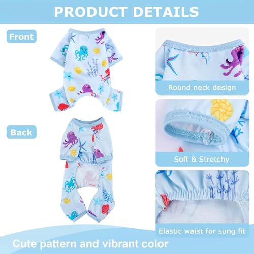 Dog Pajamas Pjs Dog Clothes for Small Dogs Girl (Octopus Blue / Small（3-5 lb))