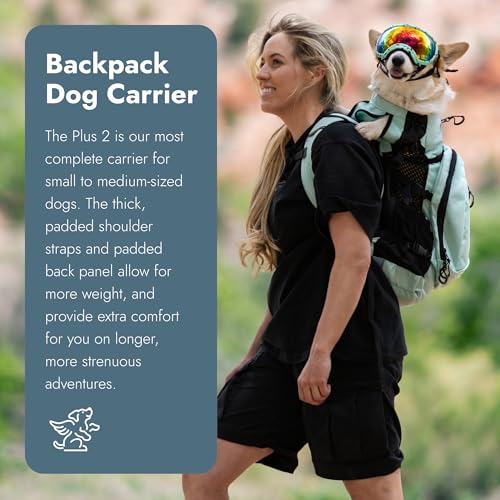 Plus 2 - Large, Light Grey - Ideal for Dogs 20-22” Long - Adjustable, Backpack-Style Carrier with Multi-Functional Storage Pack, Thick Shoulder Straps & Padded Back Panel (10.0"L x 7.0"W x 19.0"H / Plus 2 - Light Grey)
