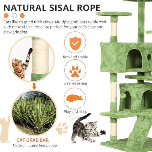 54in Cat Tree Tower for Indoor Cats (54in / Green)