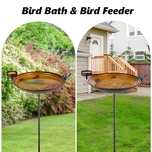 Metal Bird Baths for Outdoors (Orange)