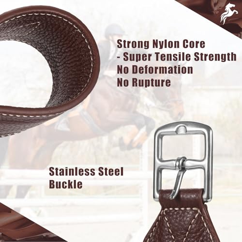 Stability Stirrup Leathers with Strong Nylon Core for Equestrian Riding Wide Body English Stirrup Leathers (54" / 135cm / Reddish Coffee)