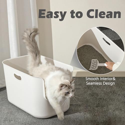Extra Large Litter Box with High Sides (White / 8.66" High)