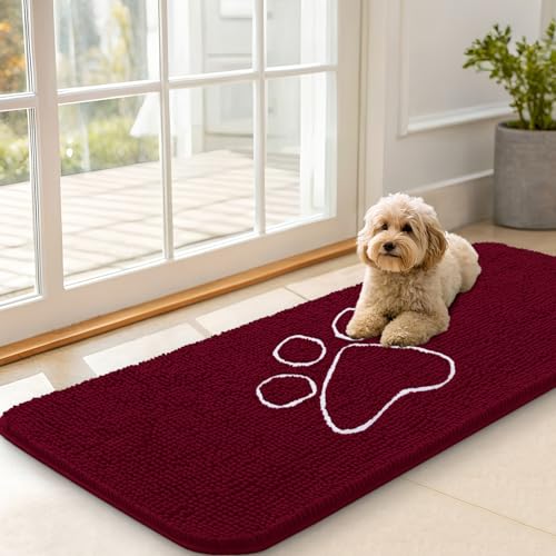 Dog Door Mat for Muddy Paws 70x35 (Burgundy / 70" X 35")