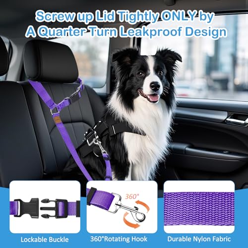 3 Pack Dog Seat Belt for Car (Red & Black & Purple)