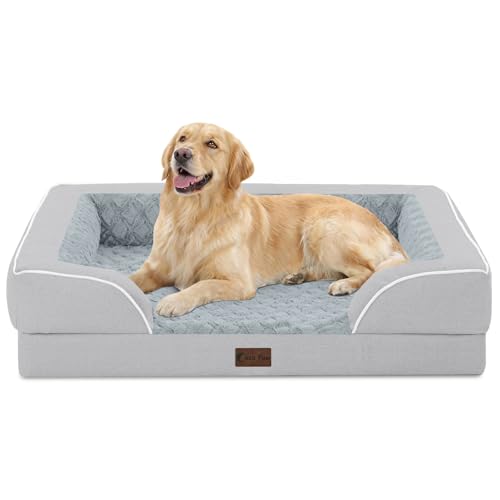 Orthopedic Washable Dog Bed for Large Dogs (Light Grey / 36.0"L x 27.0"W x 8.0"Th)