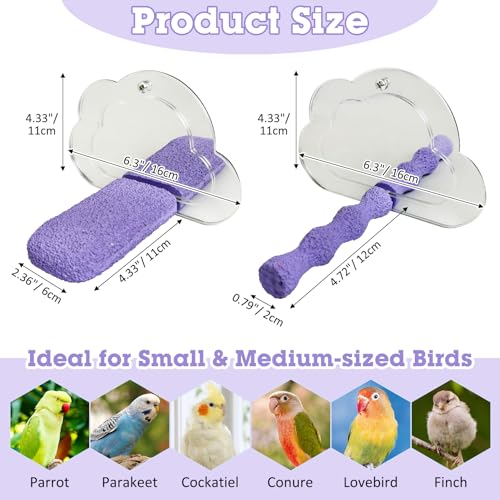 2 PCS Bird Mirror with Perch Resin Parakeet Perches Hanging Parrot Toys Interactive Bird Cage Accessories for Cockatiel Conure Lovebird Finch