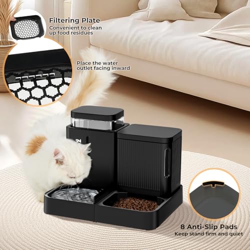 Automatic Cat Feeder (0.8 Gallon x 2 / Black)