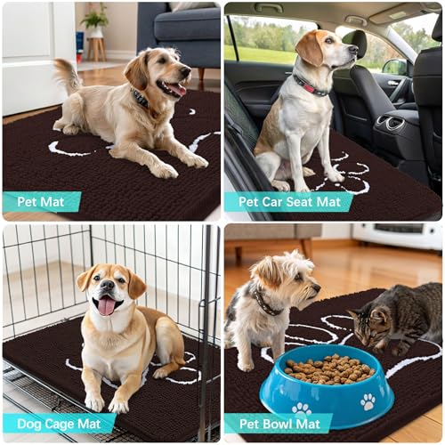 Dog Door Mat for Muddy Paws 34x21 (Brown / 34" X 21")