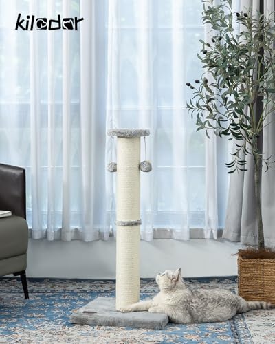34Inch Tall Cat Scratching Post for Indoor Cats Adults (Grey)
