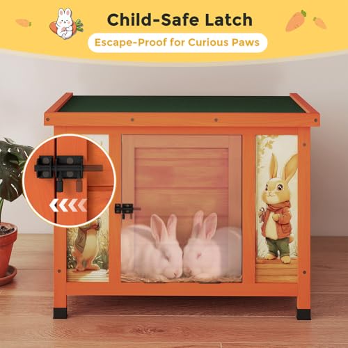 24 Inch Rabbit Hutch Outdoor (Orange w/printing / Middle)