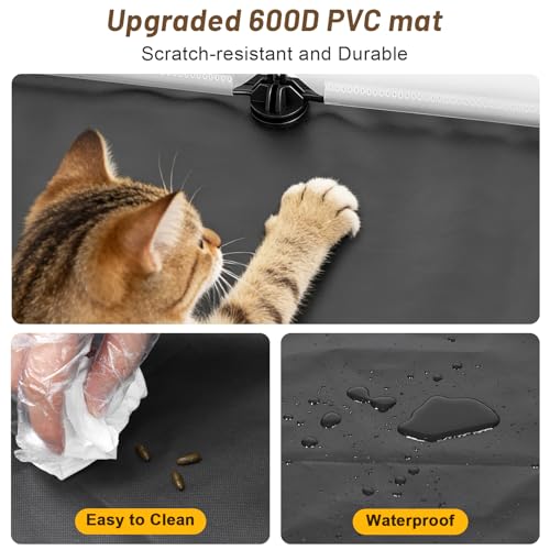 Guinea Pig Cage with Waterproof Mat & 12 Transparent Panels (12 Panels with flat mat / Black)