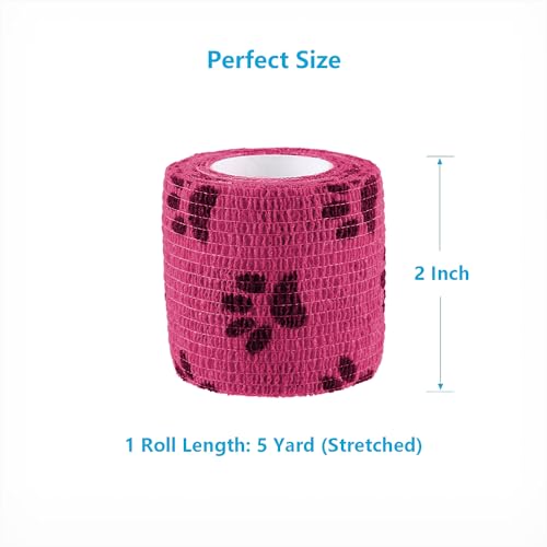 Pet Wrap Self (2 Inch (Pack of 6) / Pawprints B, 2 of Each Color)