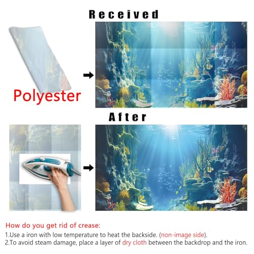 48X18IN Blue Sea Floor Aquarium Background (48X18in/120X45cm / Coral)