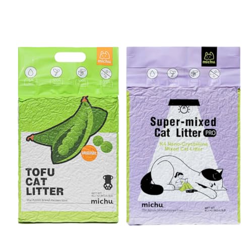 Tofu Cat Litter Natural Clumping Tofu Cat Litter 5.5lb (2 Pack / Original + Mixed)