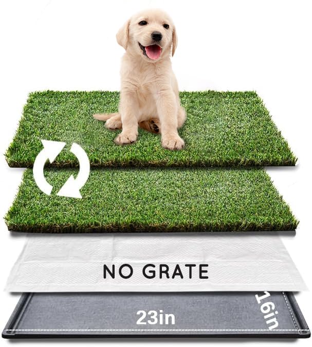 Dog Grass Pad with Tray (S 23”×16” for Dog＜ 19" Length)