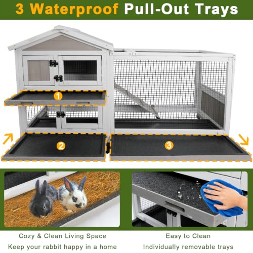 60.2" L Expandable Rabbit Hutch (60.2"L x 22.1"W x 35.0"H)