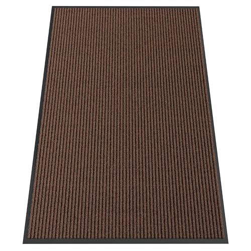 Indoor Outdoor Door Mat (Brown Striped / 3' x 5' (Rectangular))