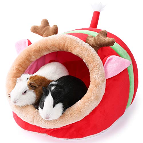 Small Pet Gerbil Hedgehog Guinea Pig Bed Accessories Cage Toys Bearded Dragon House Hamster Supplies Habitat Ferret Rat for Christmas (XL / 5-Reindeer)