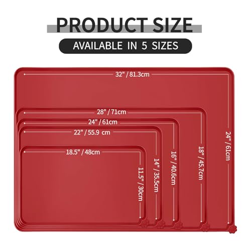 Silicone Pet Feeding Mat (Red / 24" x 16")