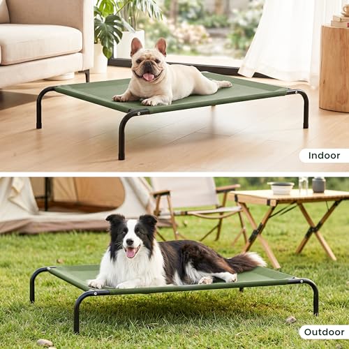 Elevated Cooling Dog Bed for Large Dogs (Olive Green / 48" X 35.5" X 8")