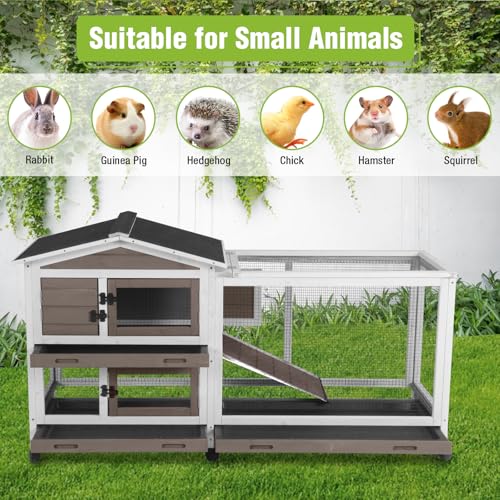 Large Rabbit Hutch Indoor Outdoor (Brown / 48.0"L x 48.0"W x 24.0"H)