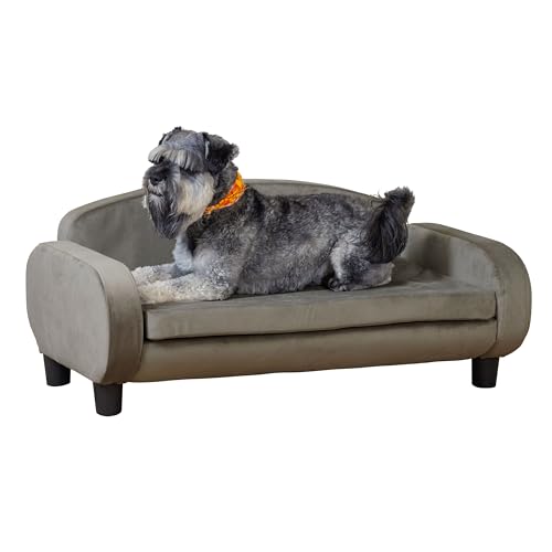 Multi Cat Sofa Elevated Pet Bed for Indoor Cats Raised Cats Couch with Removable Washable Mattress Cover for Kittens (Pet Sofa Medium / Ash)