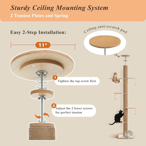 Floor to Ceiling Cat Tree (79''-103'' / Board Beige)