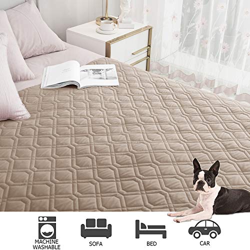 Waterproof Dog Bed Cover Pet Blanket for Furniture Bed Couch Sofa Reversible (52x82 Inch (Pack of 1) / Cream+beige)