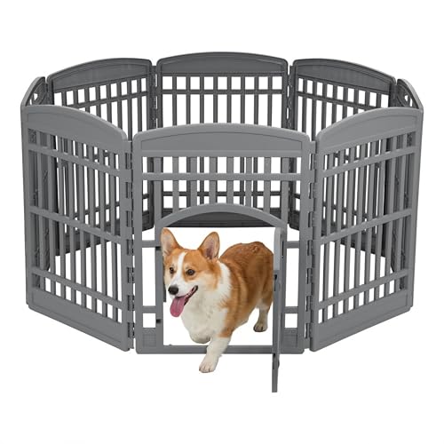 8 Panel Dog Playpen (8 Panel - 34" H / Gray)