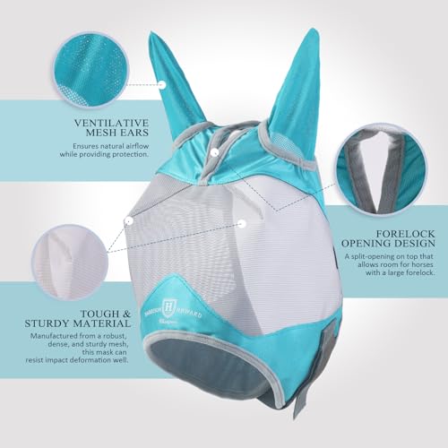 Half Face Horse Fly Mask UV Protection and Breathable for Equine Use Comfortable Mint S (Mint-Grey / Small (Yearling))