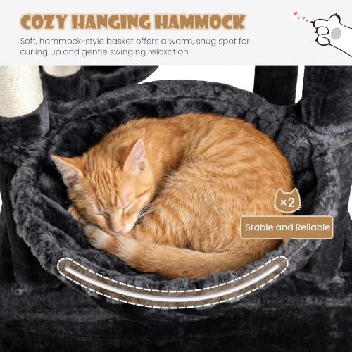 87 in Multi Level Tall Cat Tree Tower for Large Cats (Dark Grey)