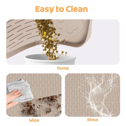 Dog Food Mat 70''x45'' Extra Large Dog Mat for Food and Water (70"L x 45"W / Khaki)