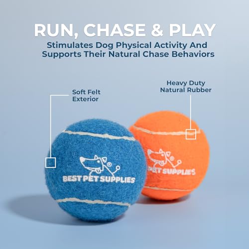 Interactive Squeaky Dog Chew Toy (Tennis (Assorted Color) / Medium (Pack of 4))