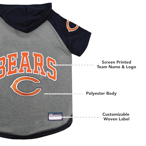 Chicago Bears Hoodie for Dogs & Cats. NFL Football Licensed Dog Hoody Tee Shirt (Small / Chicago Bears)