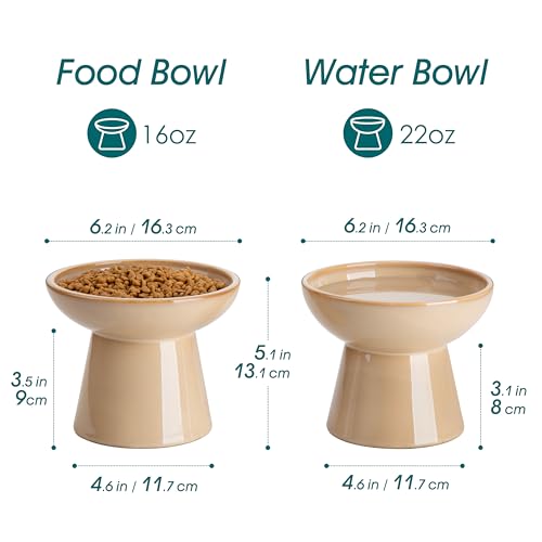 2 Pack Extra Wide Elevated Cat Bowls (Brown)