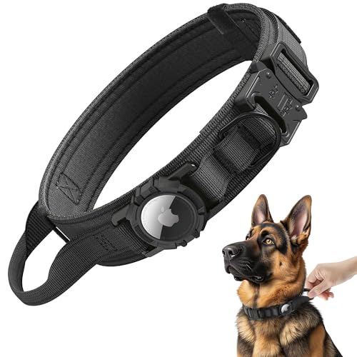 Upgraded Airtag Dog Collar Waterproof (M(15"-18.5") / Black)