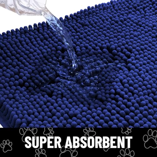 Dog Door Mat for Muddy Paws (71"X46" / Navy Blue and White)