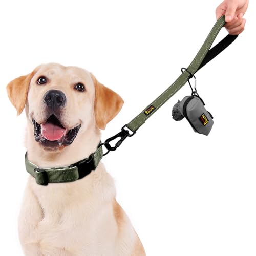 Short Dog Leash with Padded Handle for Medium Large Dogs (Ranger Green / 18 Inch (Pack of 1))