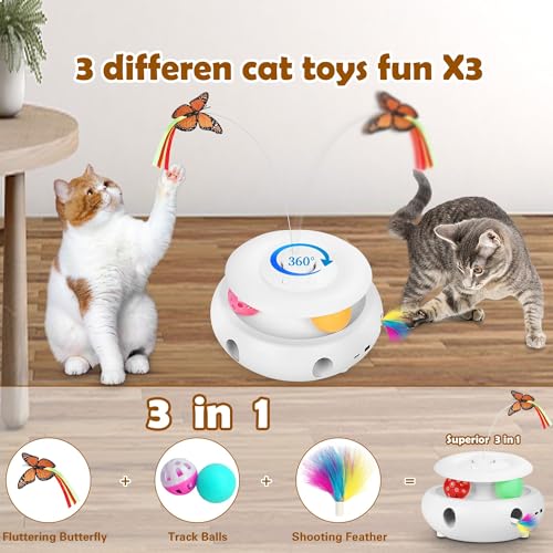 3-in-1 Interactive Cat Toy for Indoor Cats, White (white)