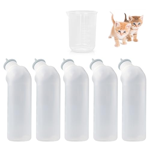 5Pack Kitten Bottle for Nursing Puppy Milk Kitten Bottles Feeding Kit Silicone Nipple for Newborn Pets Kittens