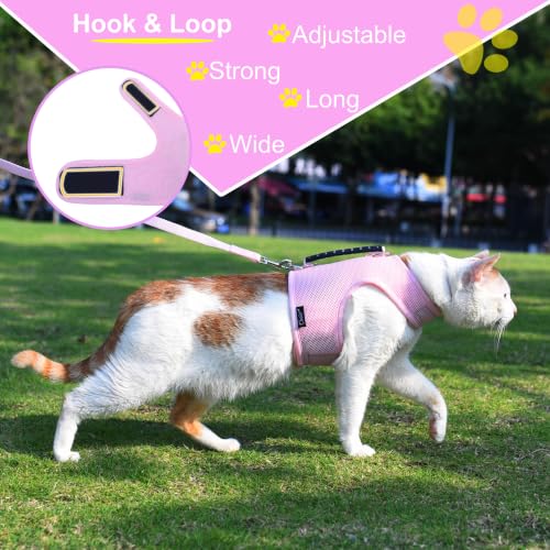 Cat Harness and Leash Set for Walking Escape Proof (Pink / Xxl 19-26 lbs)